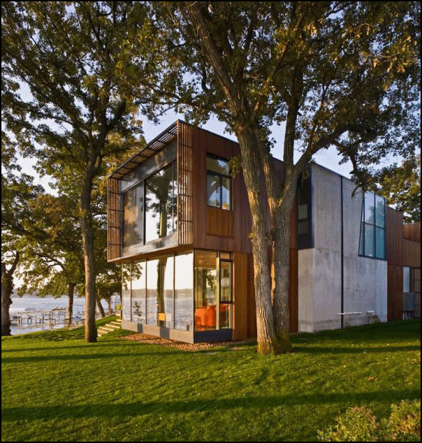 Casa de madera moderna, diseño minimalista