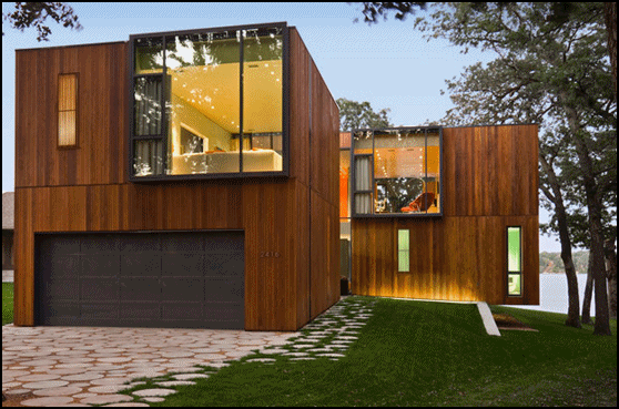 Casa de madera moderna, diseño minimalista