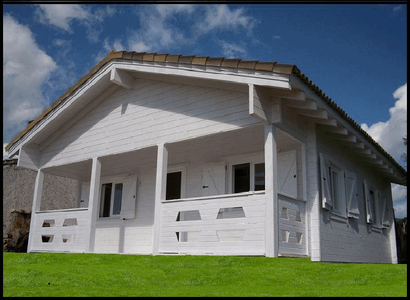 Casa de madera de 60m2 pintada en blanco