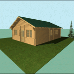 Casa de madera de 60 m2, plano 3D