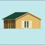 Casa de madera de 60 m2, plano 3D