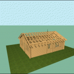 Casa de madera de 60m2, plano 3D