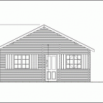 Plano casa de madera 60 m2, fachada lateral, Fachada frontal