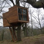 pequeña casa de madera en el árbol
